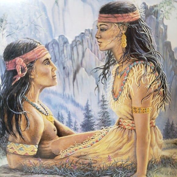 NEW Vintage 80s Jonnie Kostoff Native American Couple Print 8x10 Day Dreamers - Picture 2 of 7
